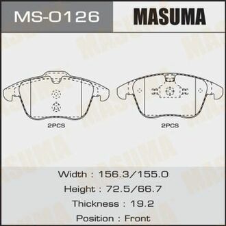 MS-0126 MASUMA MS-0126_колодки дисковые перед.!\ Ford Galaxy/S-max/Mondeo 2.0/1.8TDCi/2.0TDCi 06>