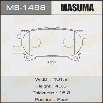 MS-1498 MASUMA MS-1498_колодки дисковые задние!\ Lexus RX300 03