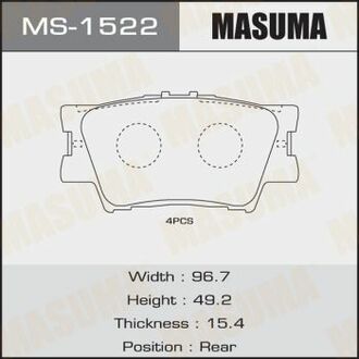 MS-1522 MASUMA MS-1522_колодки дисковые задние!\ Toyota Rav4 2.4/3.5i/2.4D 4WD 06>