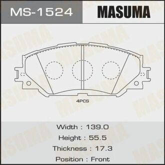 MS-1524 MASUMA MS-1524_колодки дисковые передние!\ Toyota Rav4 2.4 06>