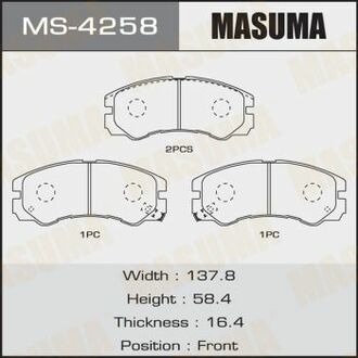 MS-4258 MASUMA MS-4258_колодки дисковые п.! с антискрип. пластинами\ Opel Frontera A 95-98/Monterey B 98-99