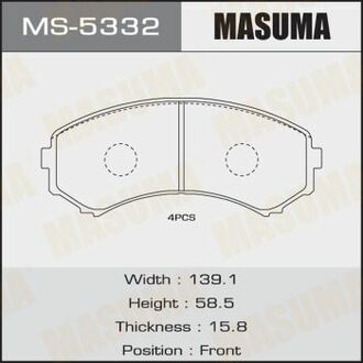 MS-5332 MASUMA MS-5332_колодки дисковые п.!\ Mazda MPV 2.6/3.0/2.5TD 92-99, Mitsubishi Pajero 3.5GDi 00>