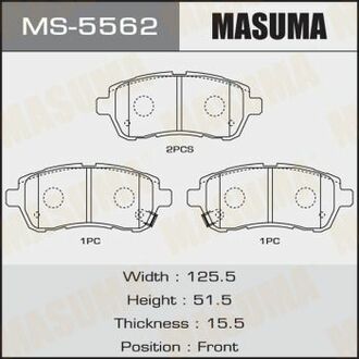 MS-5562 MASUMA MS-5562_колодки дисковые !передние с антискрип. пластинами\ Ford Fiesta 1.25-1.6i/1.4-1.6DCi 08>