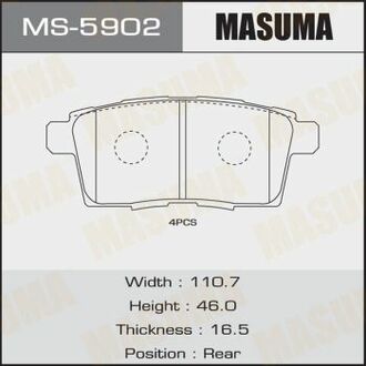 MS-5902 MASUMA MS-5902_колодки дисковые задние!\ Mazda CX-7 2.3Turbo MZR DISI 07>