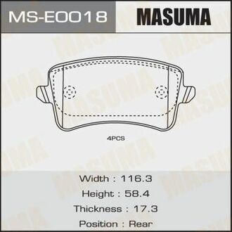MS-E0018 MASUMA КОЛОДКИ ДИСКОВЫЕ MASUMA AUDI Q5, A4 07- REAR (1/12