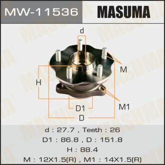 MW-11536 MASUMA MW-11536_к-кт подшипника ступицы заднего!\ Lexus RX270/RX350/RX450H GGL15 4WD all 08>