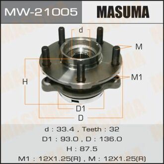 MW-21005 MASUMA MW-21005_ступица передняя!\ Nissan Teana (J32) 3.5 08>/Teana(J32R) 09>/Murano Z51 07>