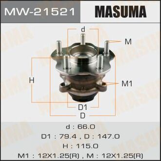 MW-21521 MASUMA MW-21521_к-кт подшипника ступицы передней! в сборе со ступицей\ Nissan X-Trail 14>