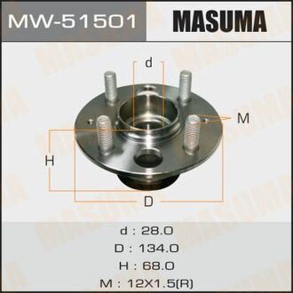 MW-51501 MASUMA MW-51501_к-кт подшипника ступицы задней! в сборе со ступицей\ Honda Jazz 02> с ABS
