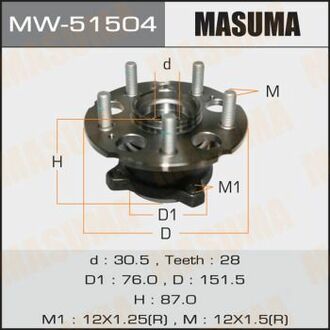 MW-51504 MASUMA MW-51504_к-кт подшипника ступицы задней! в сборе со ступицей\ Honda CR-V 2.0 07>