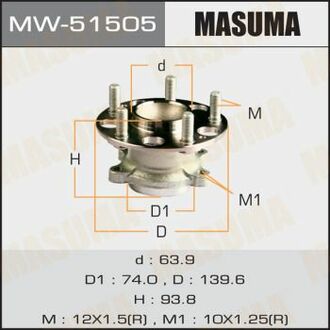 MW-51505 MASUMA MW-51505_к-кт подшипника ступицы задней! со ступицей\ Honda Accord VIII 08>