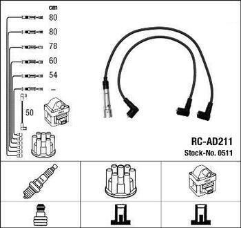 0511 NGK Высоковольтные провода NGK RC-AD211 (0511) AUDI A6 2.3i -95 к-т проводов