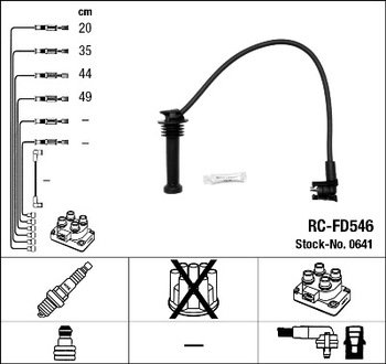 0641 NGK Высоковольтные провода NGK RC-FD546 (0641) FORD Mondeo 1.6-2.0i 93- к-т проводов