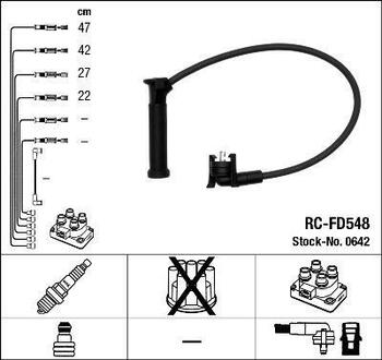 0642 NGK Высоковольтные провода NGK RC-FD548 (0642) FORD Fiesta IV 1.25-1.4i 96- к-т проводов
