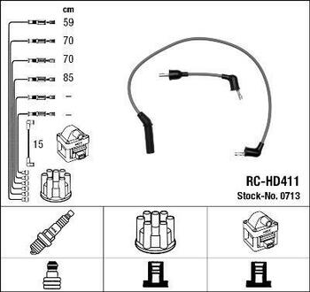 0713 NGK Высоковольтные провода NGK RC-HD411 (0713) HYUNDAI Sonata 1.8-2.4i -98 к-т проводов