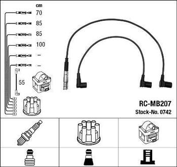 0742 NGK Высоковольтные провода NGK RC-MB207 (0742) MB W124 2.0i -93 к-т проводов