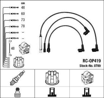0789 NGK Высоковольтные провода NGK RC-OP419 (0789) 1612509 OPEL ASTRA 1.4i 90-