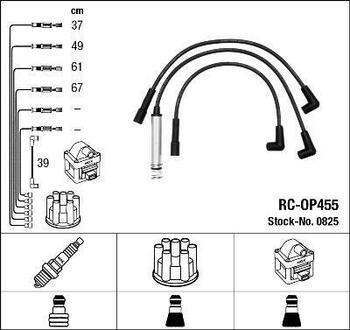 0825 NGK Высоковольтные провода NGK RC-OP455 (0825) OPEL VECTRA 1.6i 88- к-т проводов