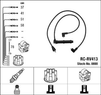 0888 NGK Высоковольтные провода NGK RC-RV413 (0888) ROVER 200 1.4i 95- к-т проводов