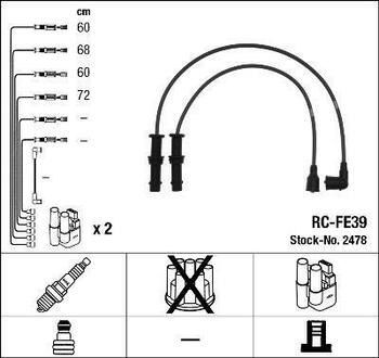 2478 NGK Высоковольтные провода NGK RC-FE39 (2478) SUBARU Impreza 1.6i 92- к-т проводов