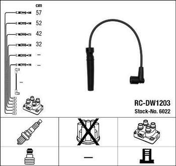 6022 NGK Высоковольтные провода NGK RC-DW1203 (6022) CHEVROLET Lacetti 1.4-1.6i 05- к-т проводов