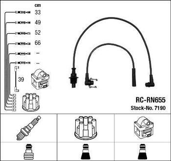 7190 NGK Высоковольтные провода NGK RC-RN655 (7190) RENAULT 19 1.8i -96 к-т проводов