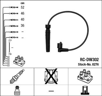 8276 NGK Высоковольтные провода NGK RC-DW302 (8276) CHEVROLET Aveo 1.4i 06- к-т проводов