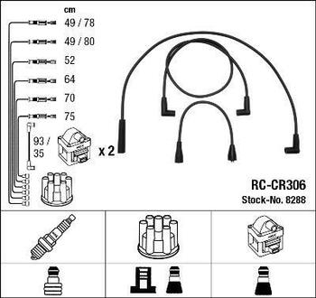 8288 NGK Высоковольтные провода NGK RC-CR306 (8288) JEEP Grand Cherokee I 5.2i 92- к-т проводов