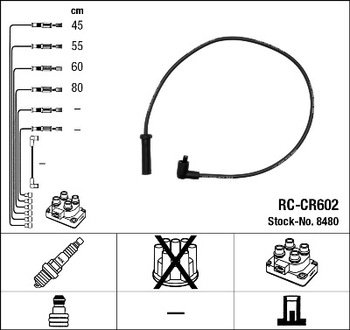 8480 NGK Высоковольтные провода NGK RC-CR602 (8480) PEUGEOT 406 2.0i 96- к-т проводов