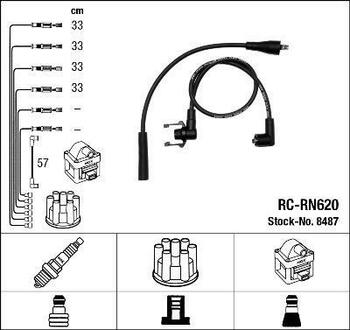 8487 NGK Высоковольтные провода NGK RC-RN620 (8487) RENAULT 19 1.2i 88- к-т проводов