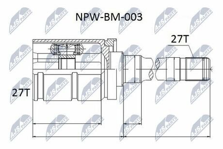 NPW-BM-003 NTY ШРУС внутр. к-кт BMW X-5 E53 3.0 00-05 АКПП правый