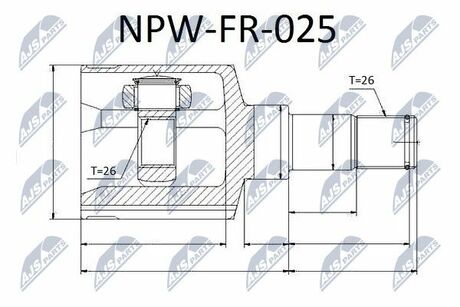 NPW-FR-025 NTY ШРУС внутр. к-кт Ford Focus II 1.6I/1.8I АКПП, 2.0I МКПП, 1.6TDCI/1.8TDCI МКПП 04-, Volvo