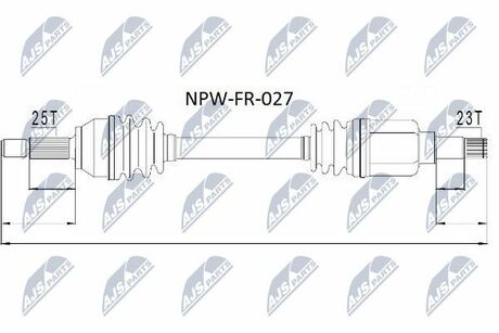 NPW-FR-027 NTY Полуось Ford Fusion 1.4i 02- левая
