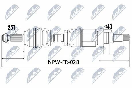NPW-FR-028 NTY Полуось Ford Fusion 1.4i 02- правая