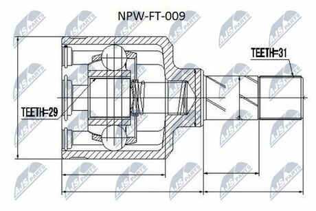 NPW-FT-009 NTY ШРУС внутр. к-кт Fiat Ducato/Peugeot Boxer/Citroen Jumper 3.0JTD/HDI 06- левый