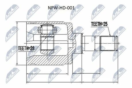 NPW-HD-001 NTY ШРУС внутр. к-кт Honda Civic EJ/EK 1.4,1.5,1.6 95-01 левый