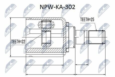 NPW-KA-302 NTY ШРУС внутр. к-кт Kia Ceed 1.4,1.6,2.0 06-, Hyundai Elantra 1.6,2.0 06-, Cerato II 08- L/R