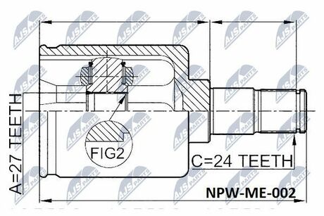 NPW-ME-002 NTY ШРУС внутр. к-кт MB W203/211 4Matic 03-10 передний правый