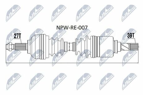 NPW-RE-007 NTY Полуось Renault Trafic 2.0DCI 06-13, 2.5DCI 08- левая