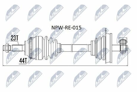 NPW-RE-015 NTY Полуось Renault Clio II 1.5DCI 01-, Kangoo 1.5DCI 02- левая
