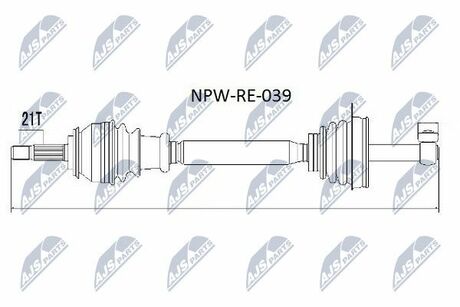 NPW-RE-039 NTY Полуось Renault Logan 1.2,1.4,1.6 04-, Sandero 1.2,1.4,1.6 08- левая