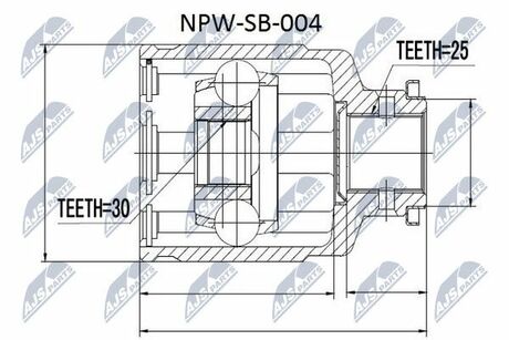 NPW-SB-004 NTY ШРУС внутр. к-кт Subaru Forester 2.0T S10 96-07, Impreza 2.0T G10/11 92-00, Legacy 2.0T B11/12 93-03