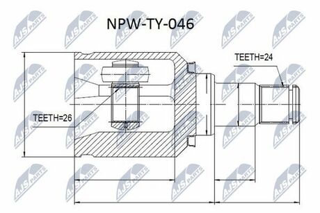 NPW-TY-046 NTY ШРУС НАРУЖНЫЙ TOYOTA CAMRY 2.4 /ATM/, AVALON 3.0 V6 06- /ЛЕВ/