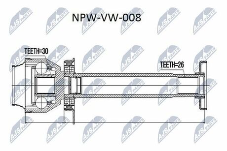 NPW-VW-008 NTY Вал приводной VW T5 2.5TDI 03- правый