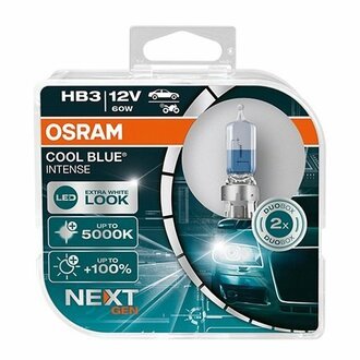 9005CBN-HCB OSRAM Комплект галогенных ламп 2шт HB3 12V 60W P20D COOL BLUE INTENSE next gen (На 100% больше света на дороге, цветовая температура 5000K)