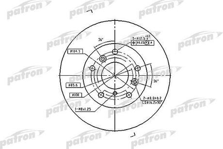 PBD2571 PATRON Диск тормозной передн FORD USA: PROBE I 88-93, MAZDA: 626 II 83-87, III 87-92, Chery Tiggo.