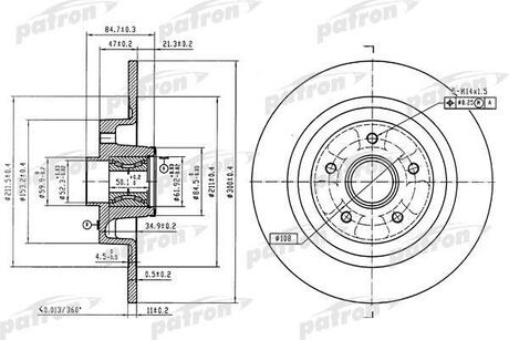 PBD7012 PATRON Диск тормозной задн c подшипником и магнитным кольцом сенсора ABS (1 шт.) RENAULT: ESPACE IV 02-06, VEL SATIS 02-06