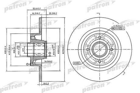PBD7018 PATRON Диск тормозной задн c подшипником и кольцом ABS (1 шт) RENAULT: Scenic/Megane 1.4-2.0i/dCi 03>