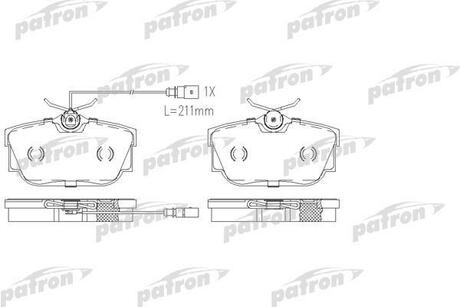 PBP1482 PATRON Колодки тормозные дисковые задн. с электро датчиком износа, VW: TRANSPORTER IV 90-03