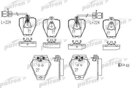 PBP985 PATRON Колодки тормозные дисковые передн AUDI: 100 94-94, 100 Avant 94-94, A8 94-02